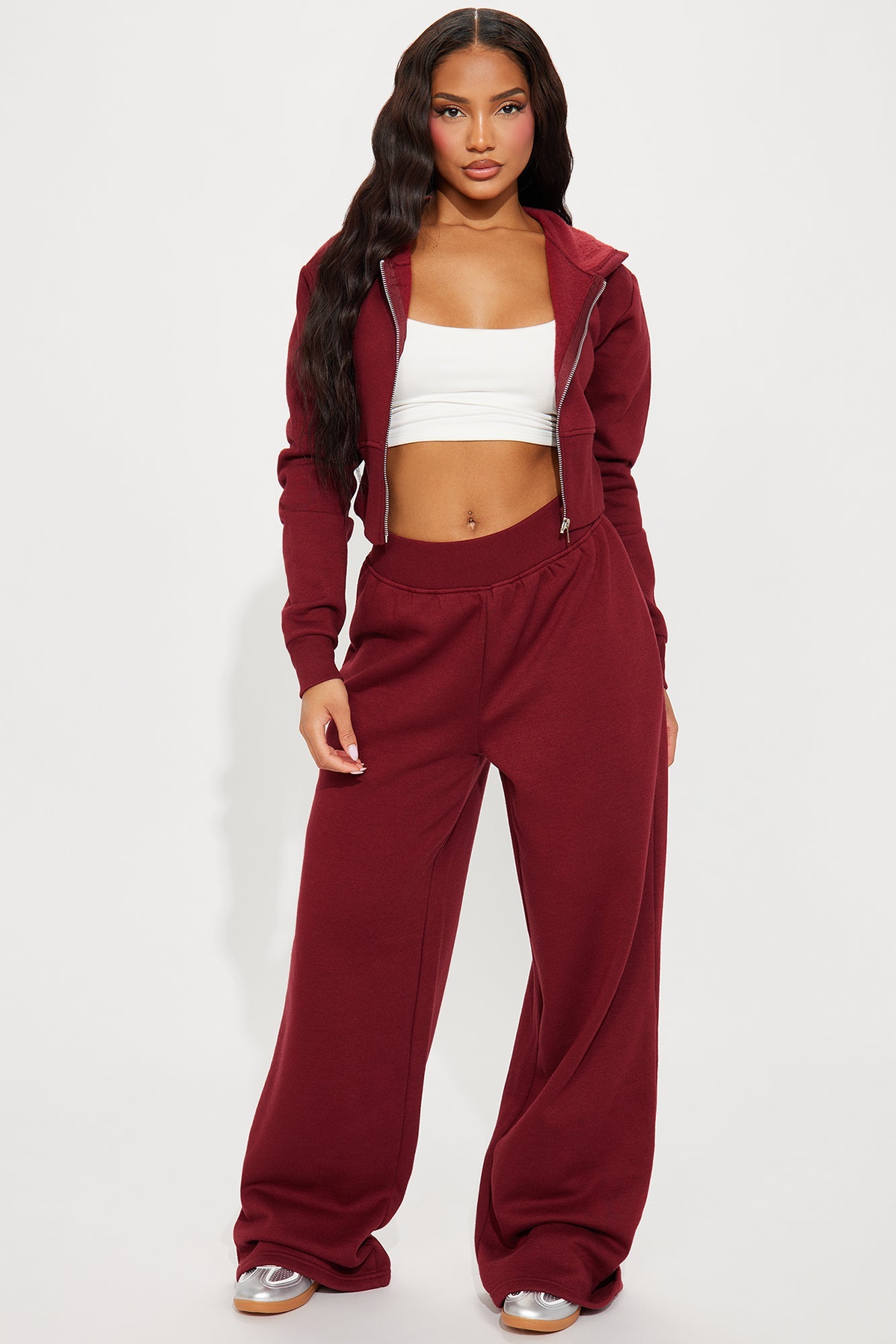 Mumi Fleece Pant Set - Burgundy