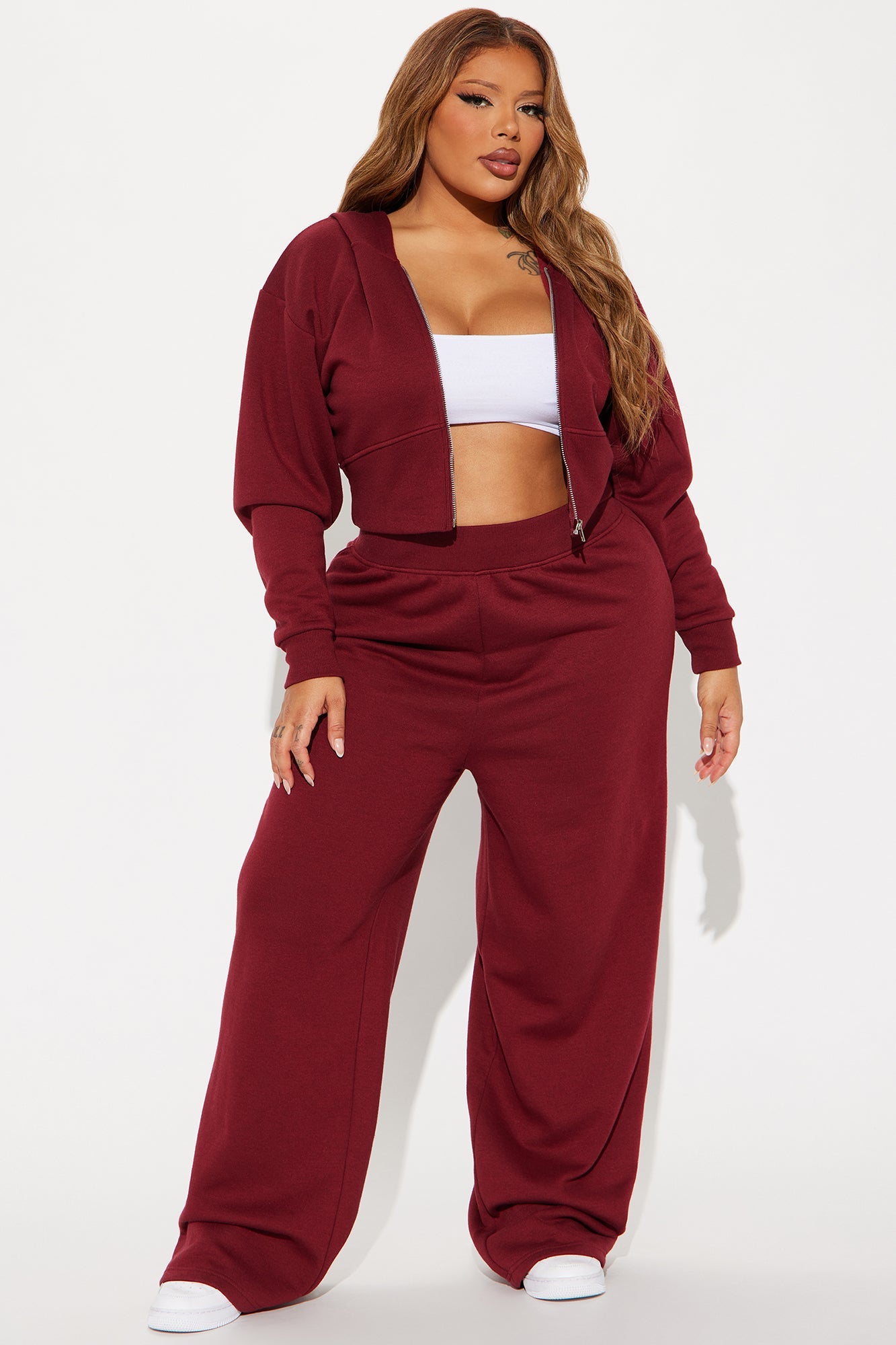 Mumi Fleece Pant Set - Burgundy