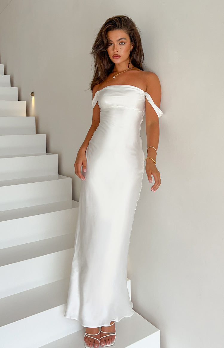 Ella White Off Shoulder Formal Dress – Noaloo