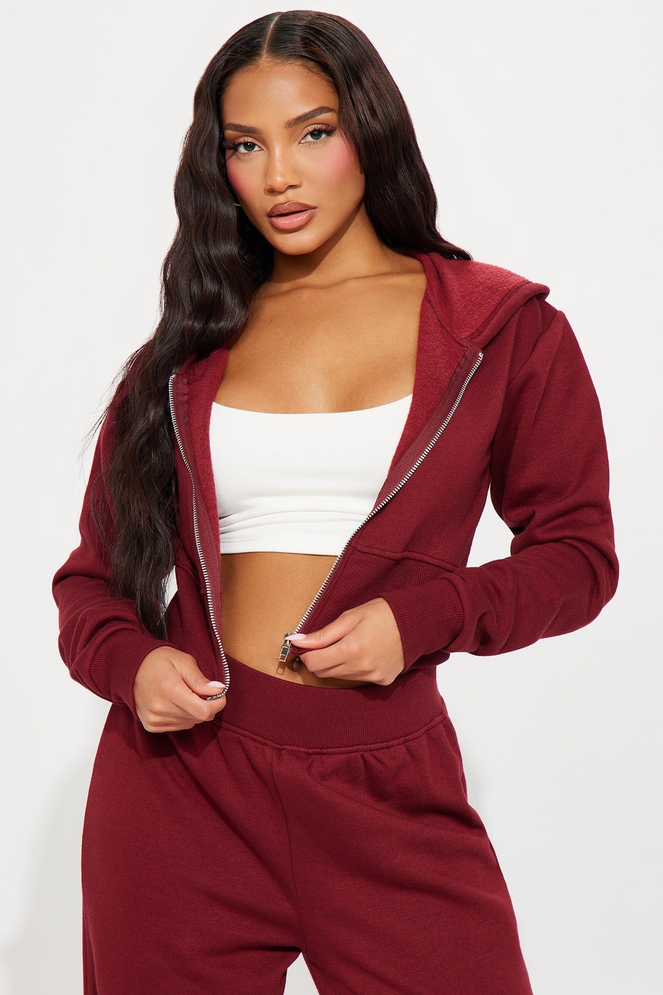 Mumi Fleece Pant Set - Burgundy