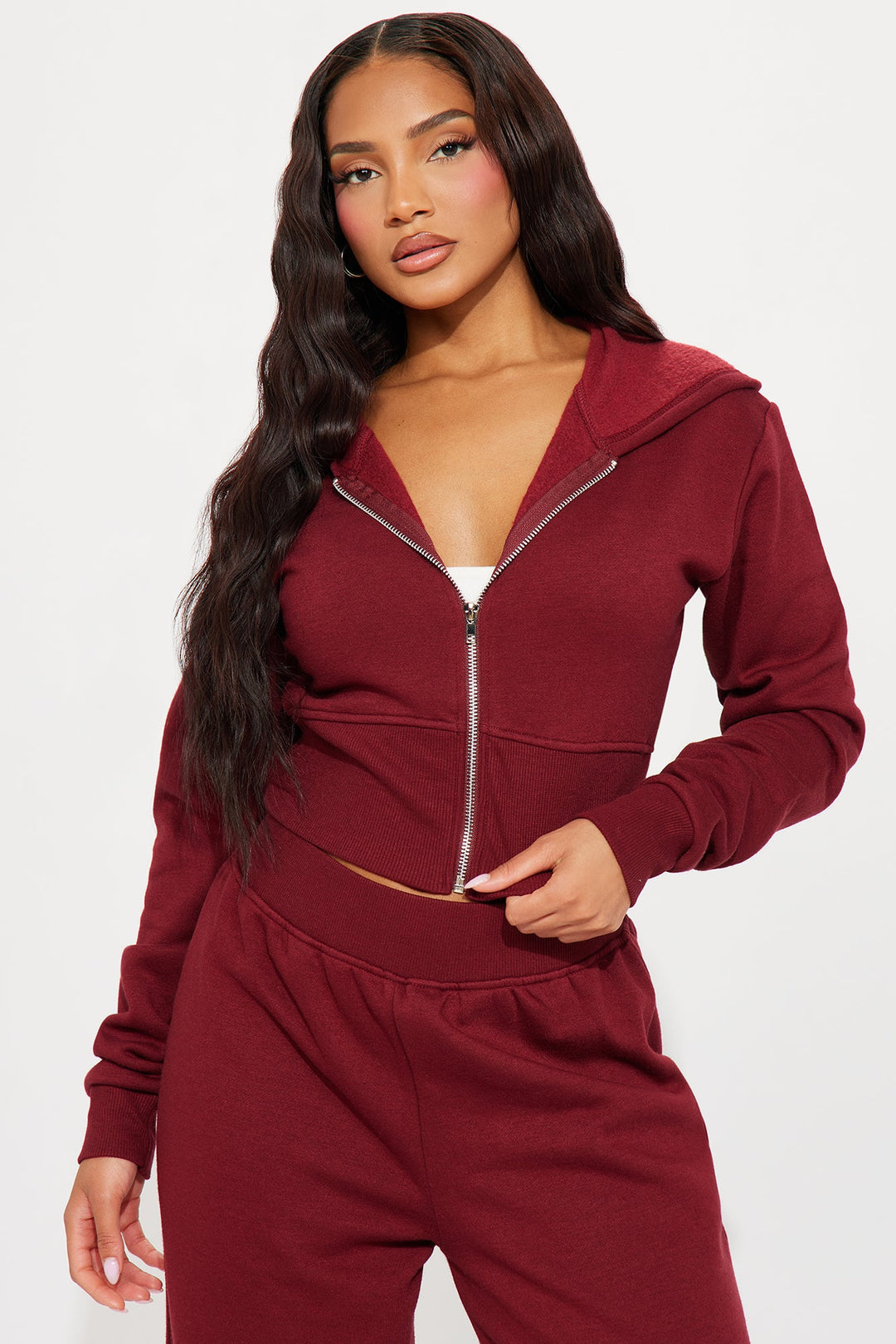 Mumi Fleece Pant Set - Burgundy