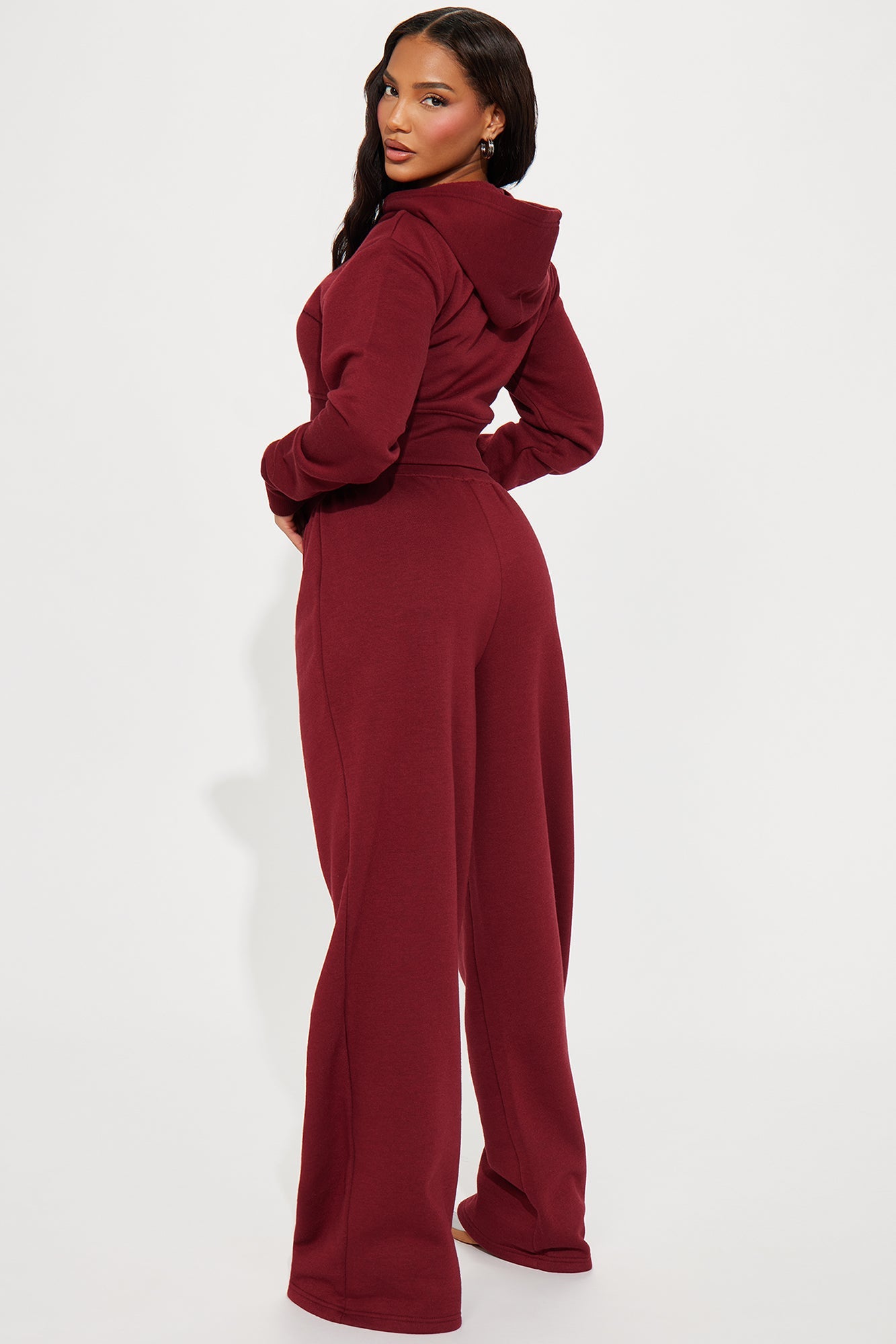 Mumi Fleece Pant Set - Burgundy