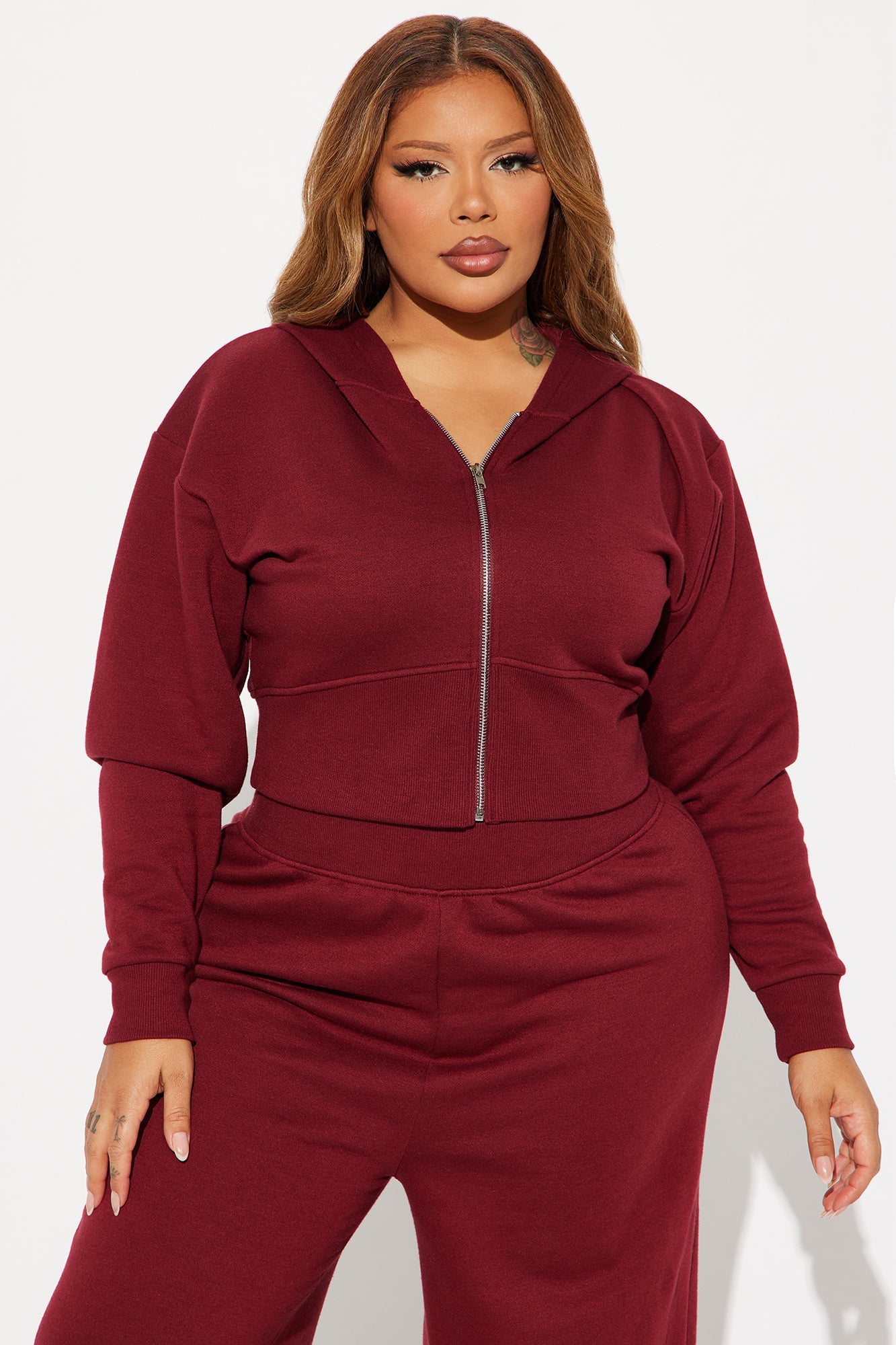 Mumi Fleece Pant Set - Burgundy