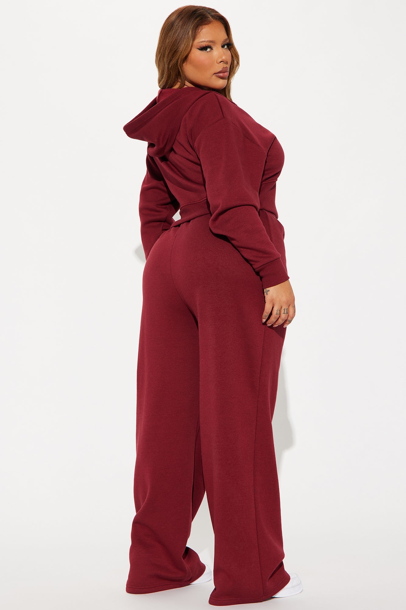 Mumi Fleece Pant Set - Burgundy
