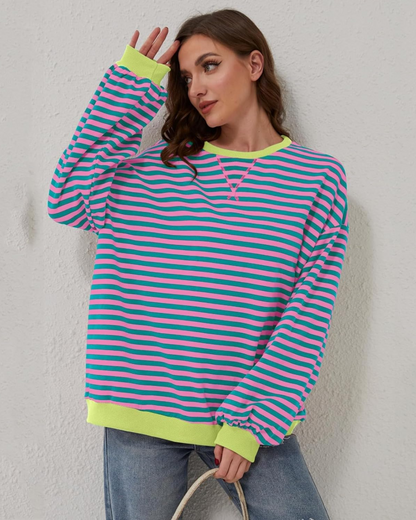 LUNA - OVERSIZED STRIPED LONG SLEEVE SWEATSHIRT