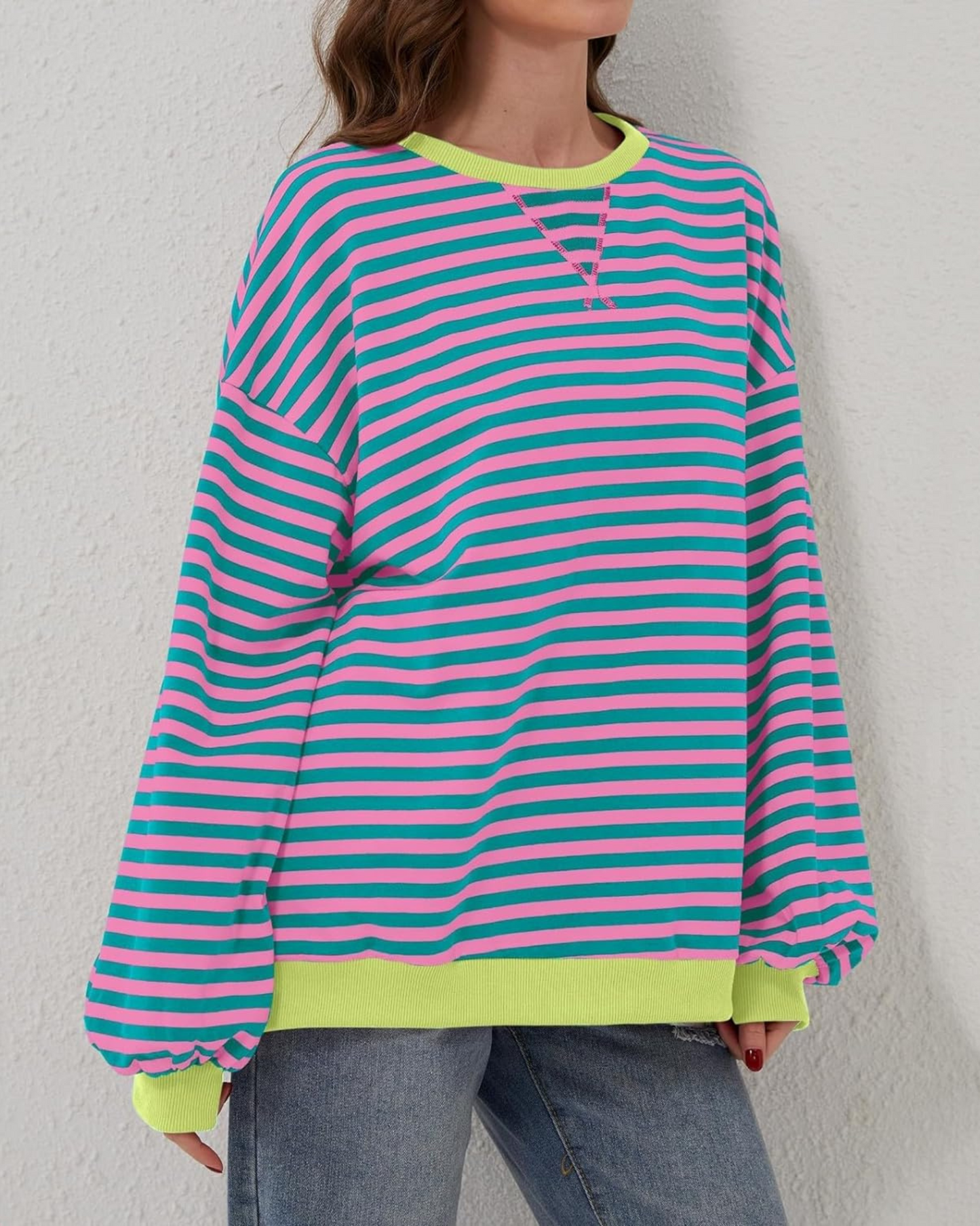 LUNA - OVERSIZED STRIPED LONG SLEEVE SWEATSHIRT