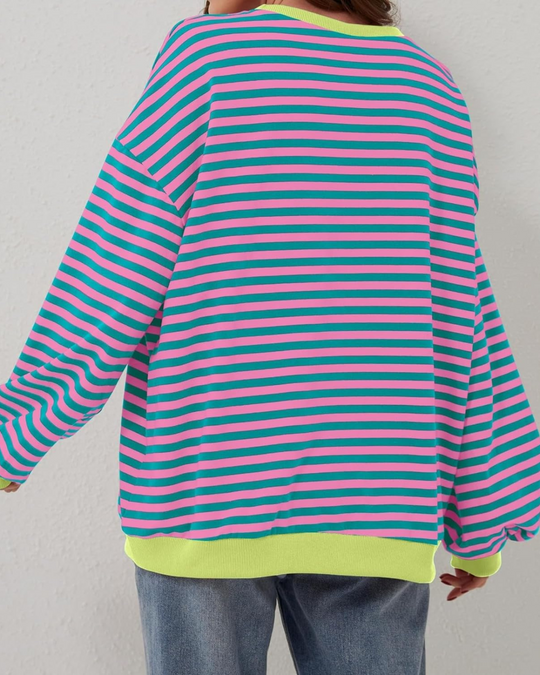 LUNA - OVERSIZED STRIPED LONG SLEEVE SWEATSHIRT