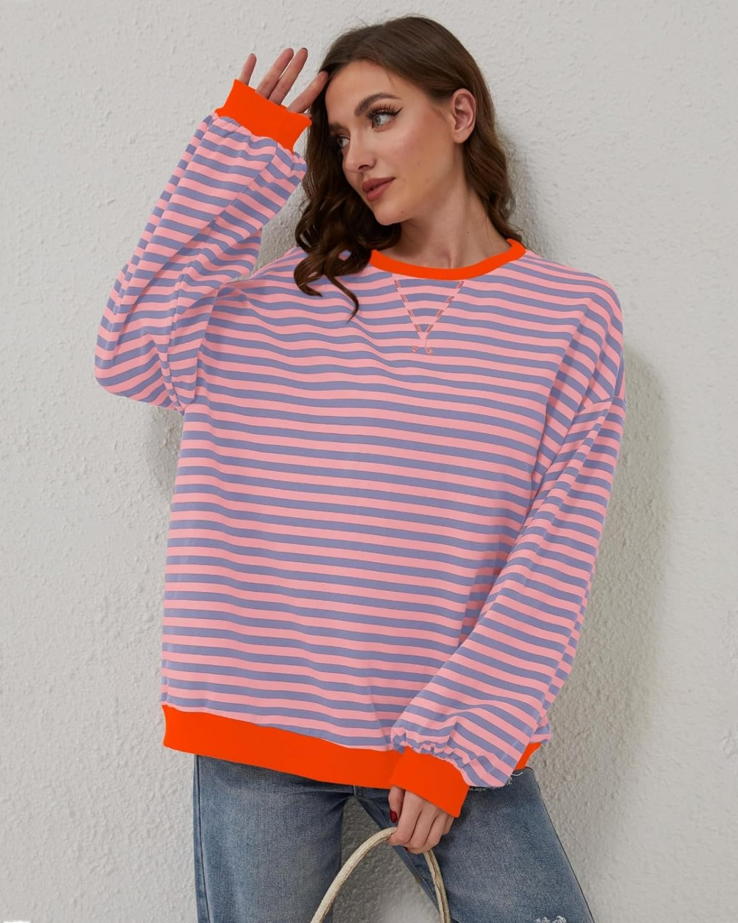 LUNA - OVERSIZED STRIPED LONG SLEEVE SWEATSHIRT