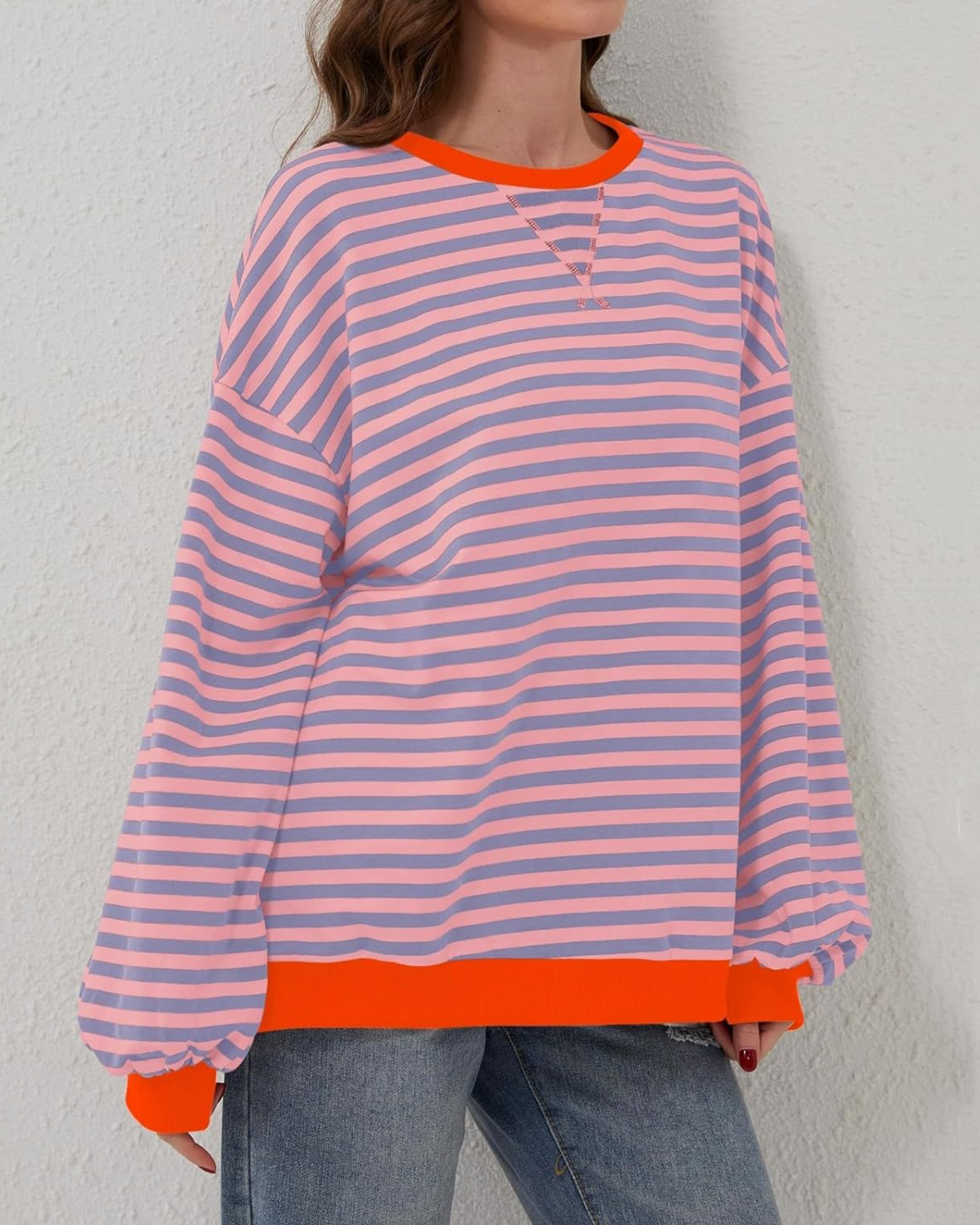 LUNA - OVERSIZED STRIPED LONG SLEEVE SWEATSHIRT