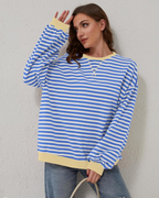 LUNA - OVERSIZED STRIPED LONG SLEEVE SWEATSHIRT