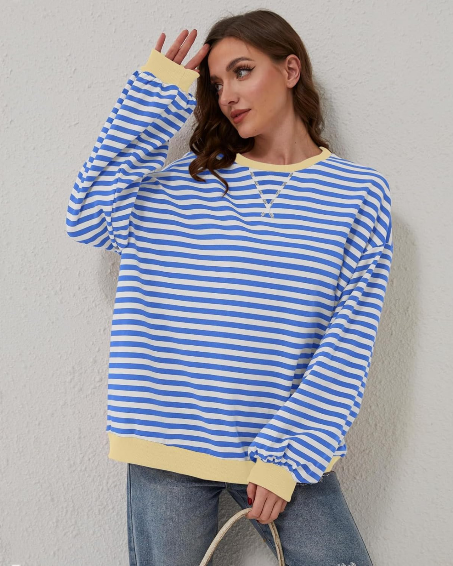 LUNA - OVERSIZED STRIPED LONG SLEEVE SWEATSHIRT