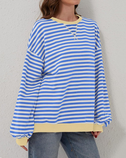 LUNA - OVERSIZED STRIPED LONG SLEEVE SWEATSHIRT