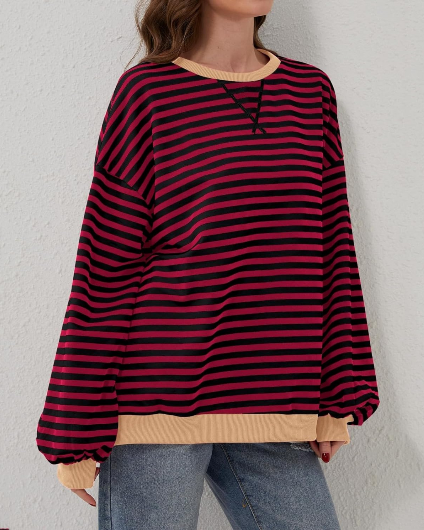 LUNA - OVERSIZED STRIPED LONG SLEEVE SWEATSHIRT