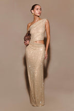 Diamante Ally One Shoulder Maxi Dress