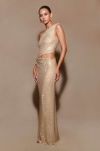 Diamante Ally One Shoulder Maxi Dress