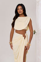 COLE RUCHED CROP TOP IN BUTTER LEMON