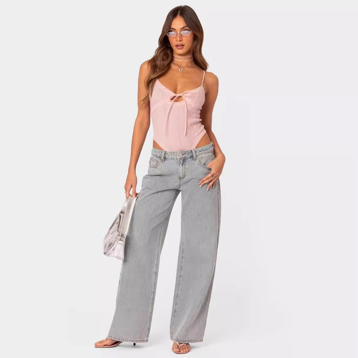 Shelly Pink Bow Jeans