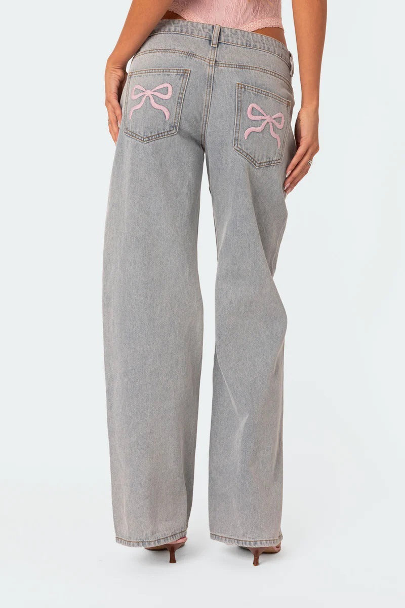 Shelly Pink Bow Jeans