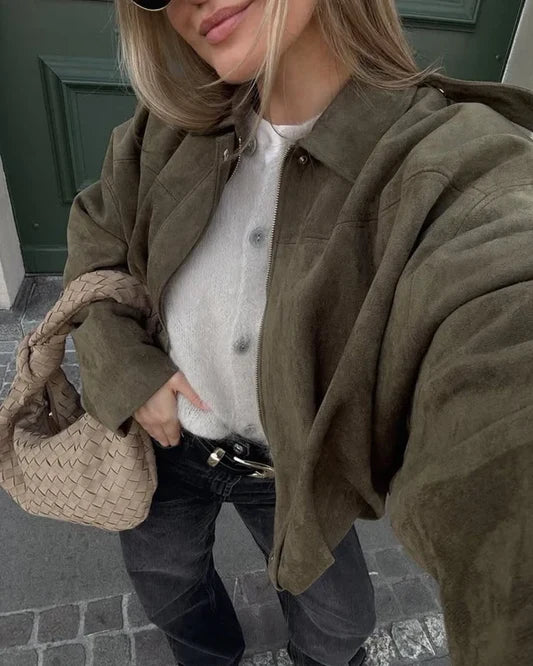 Lara Suede Bomber Jacket