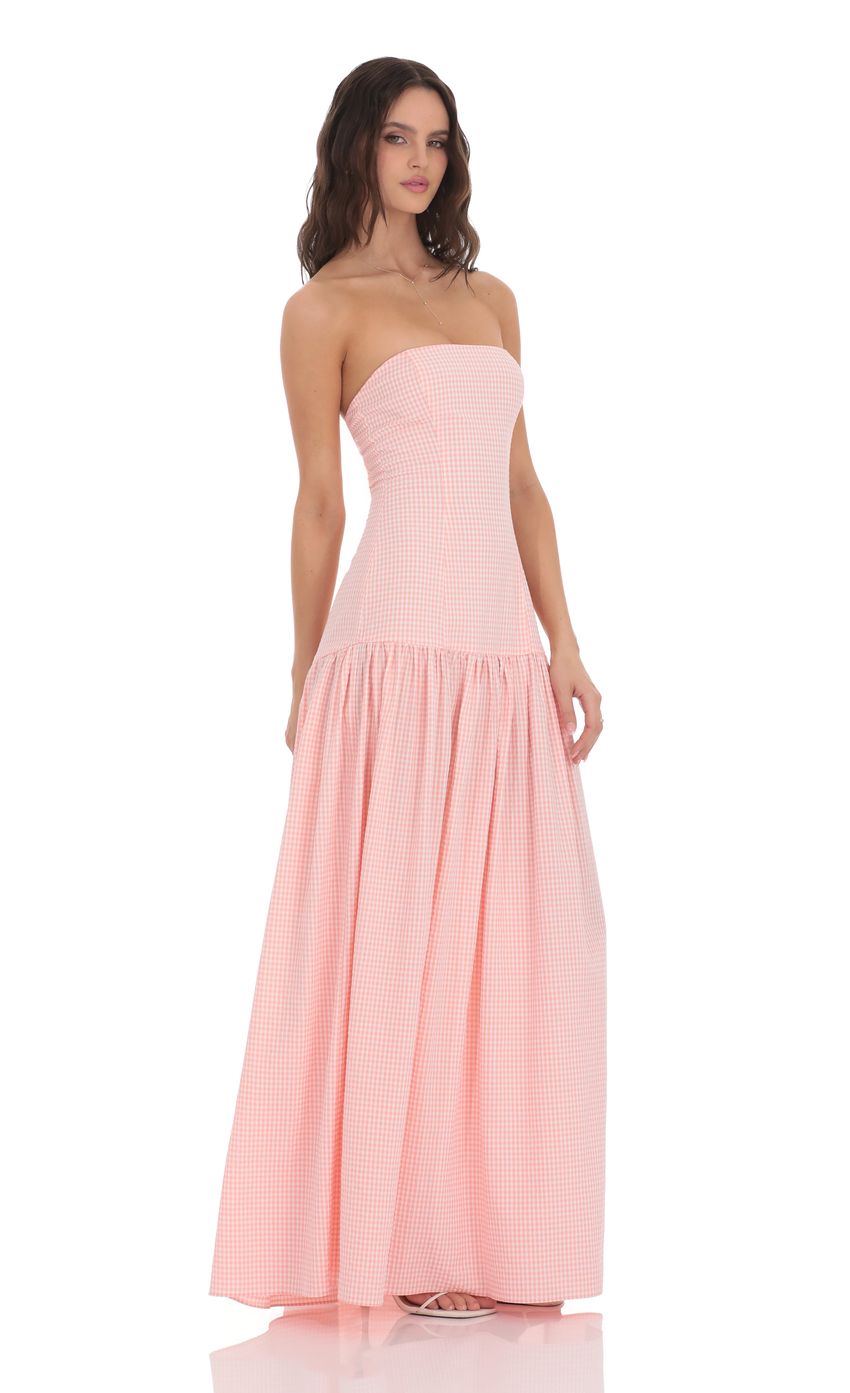 Gingham Strapless Waist Maxi Dress