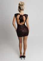 Kira Sequin Brown Mini Dress