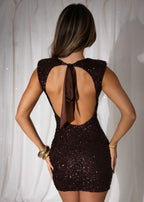 Kira Sequin Brown Mini Dress