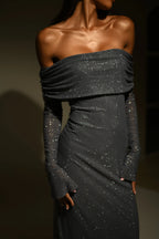 Selene Glitter Off Shoulder Dress