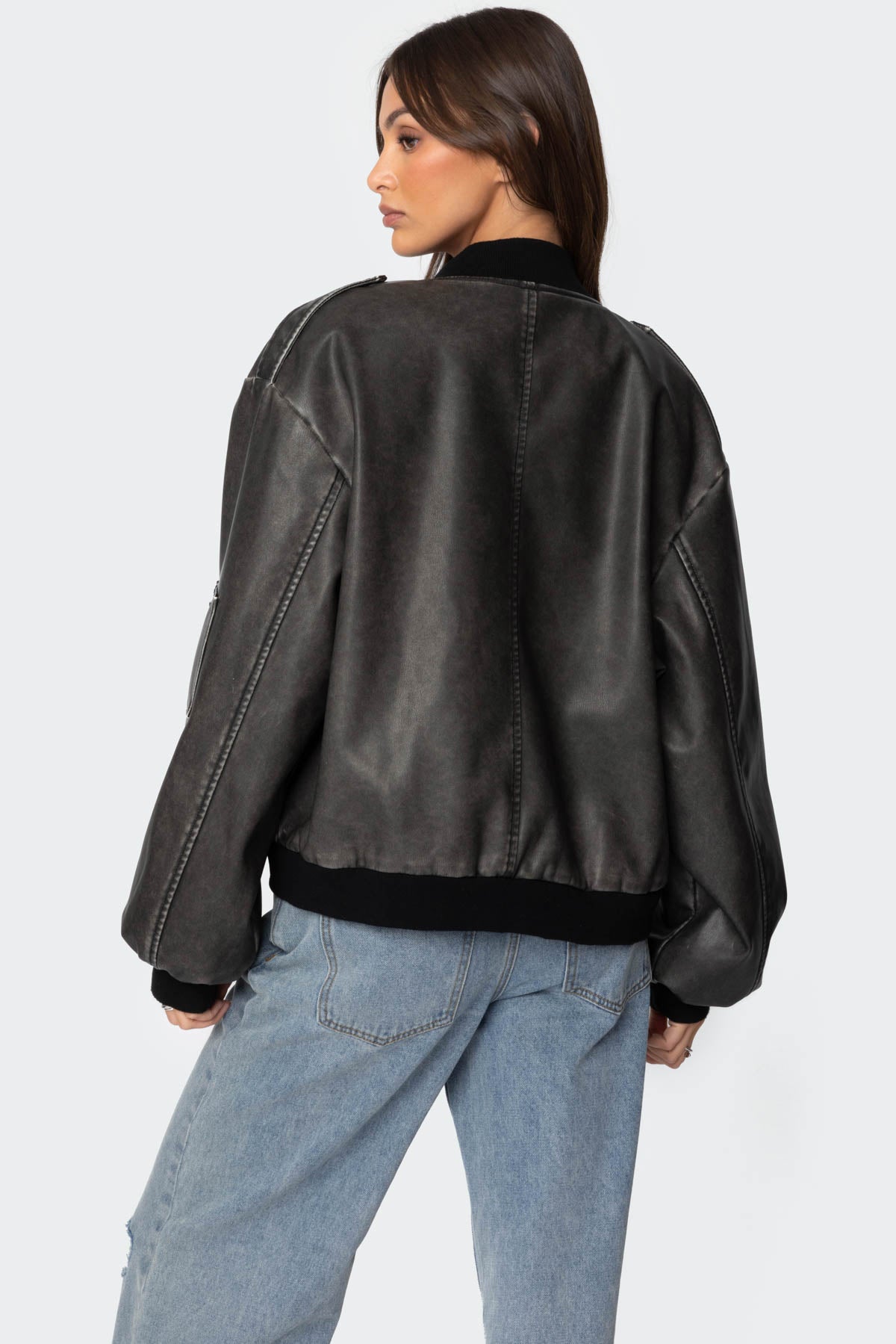 Veste en cuir lavé