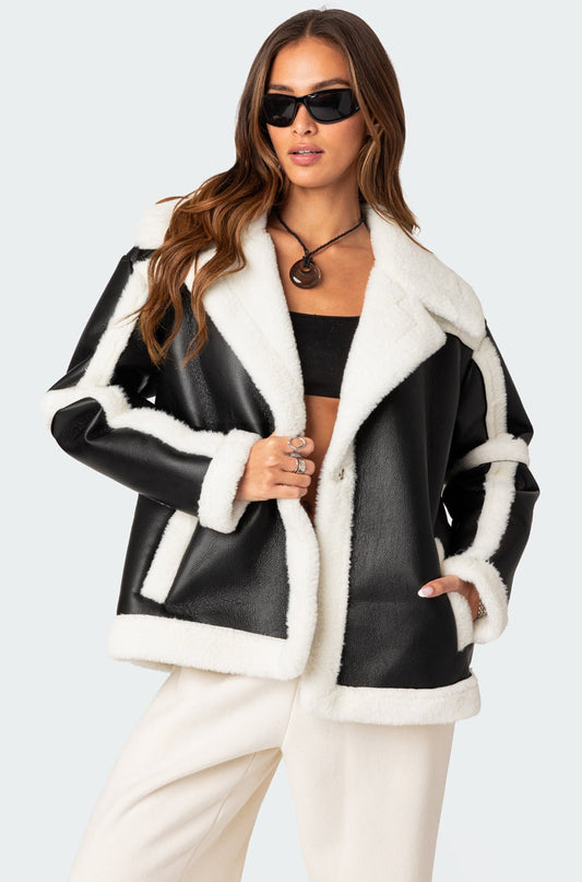 Faux Leather Shearling Jacket