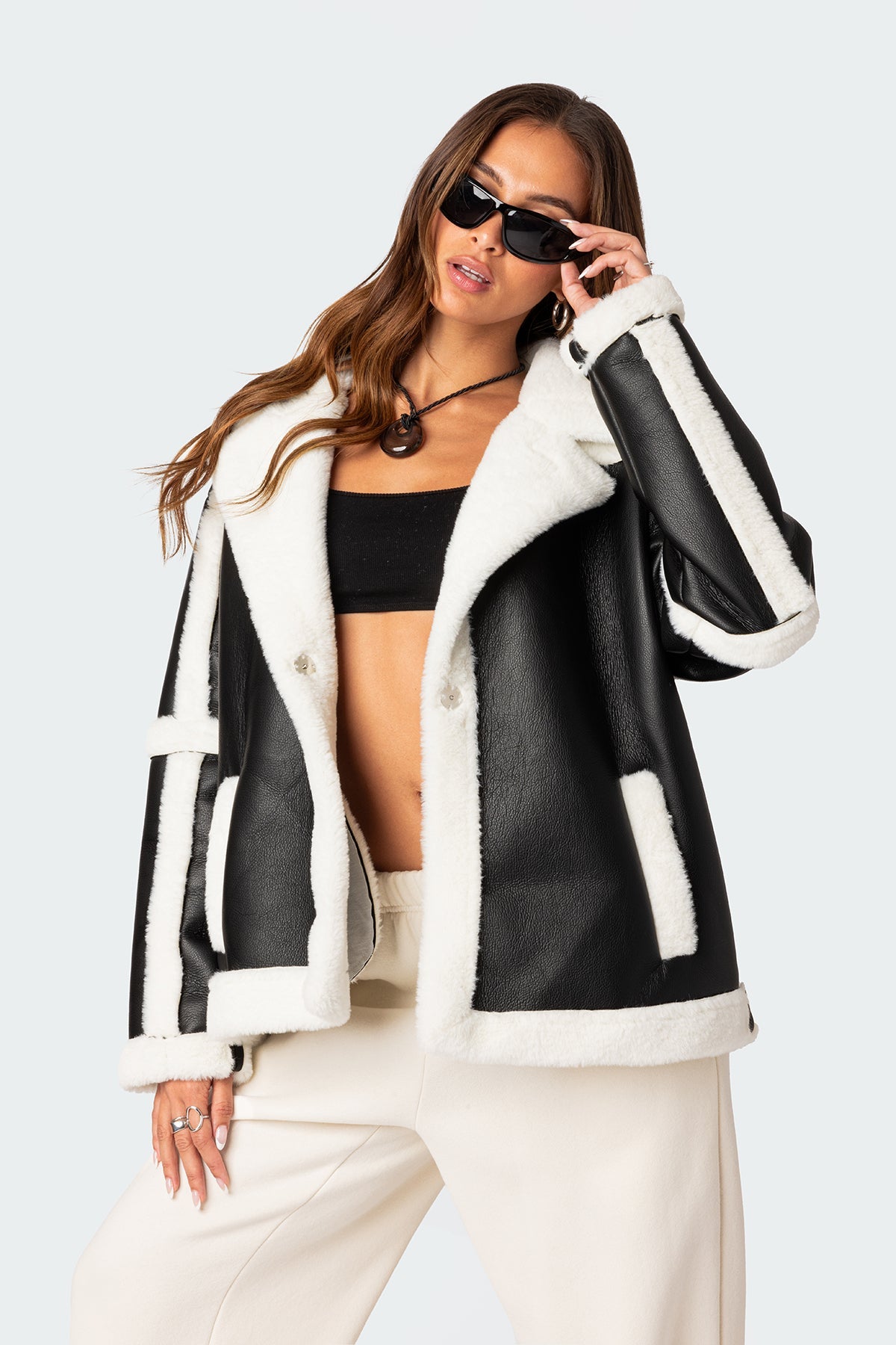 Faux Leather Shearling Jacket