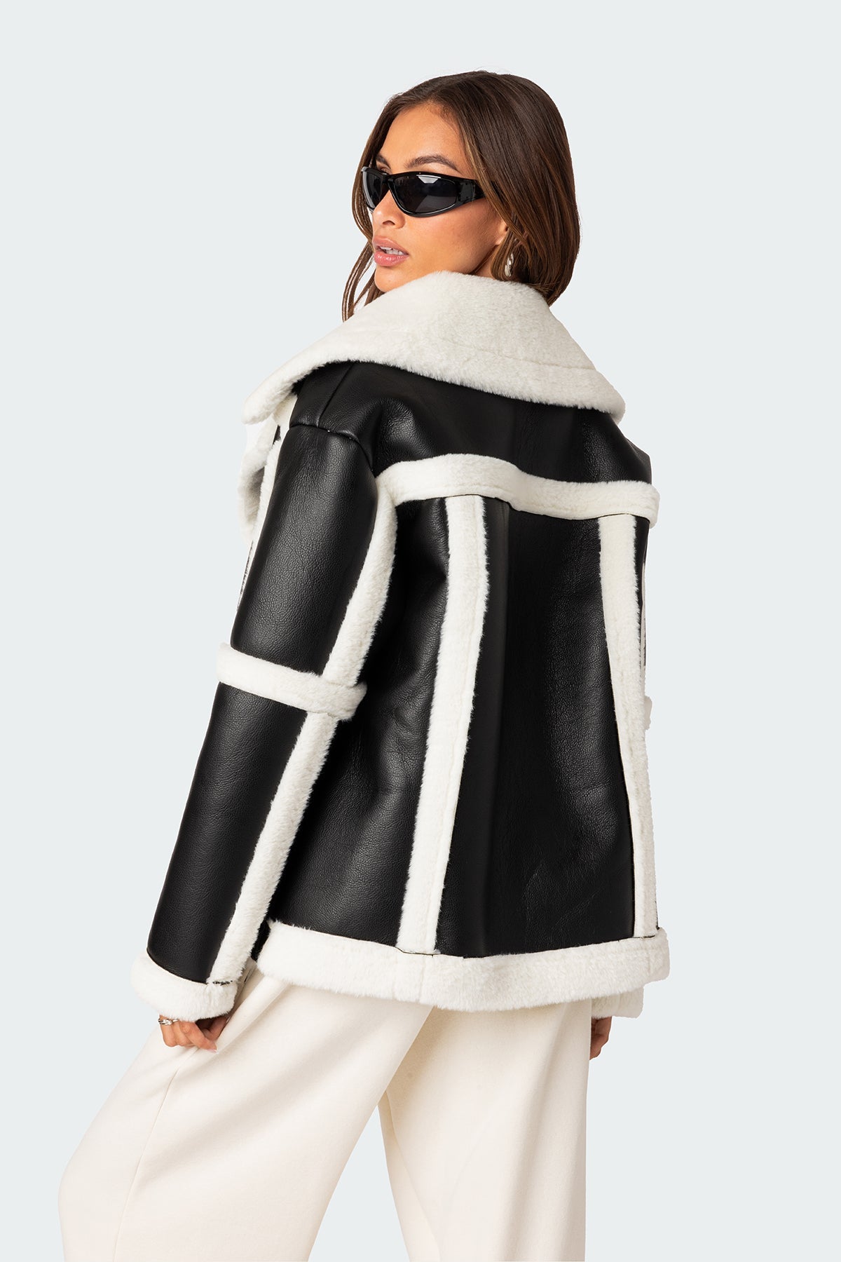 Faux Leather Shearling Jacket