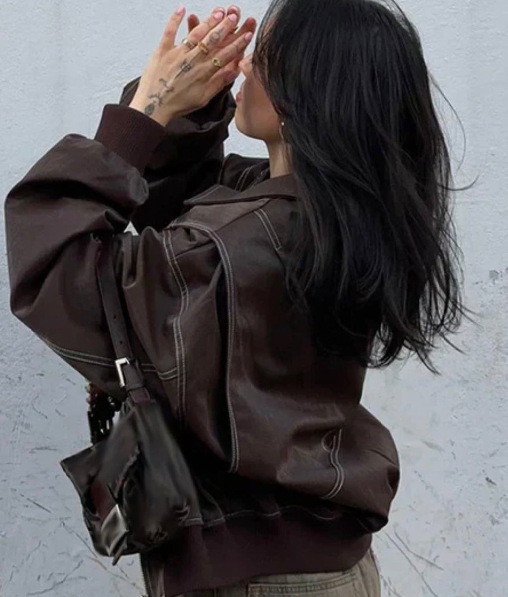 Savannah Brown Leather Jacket