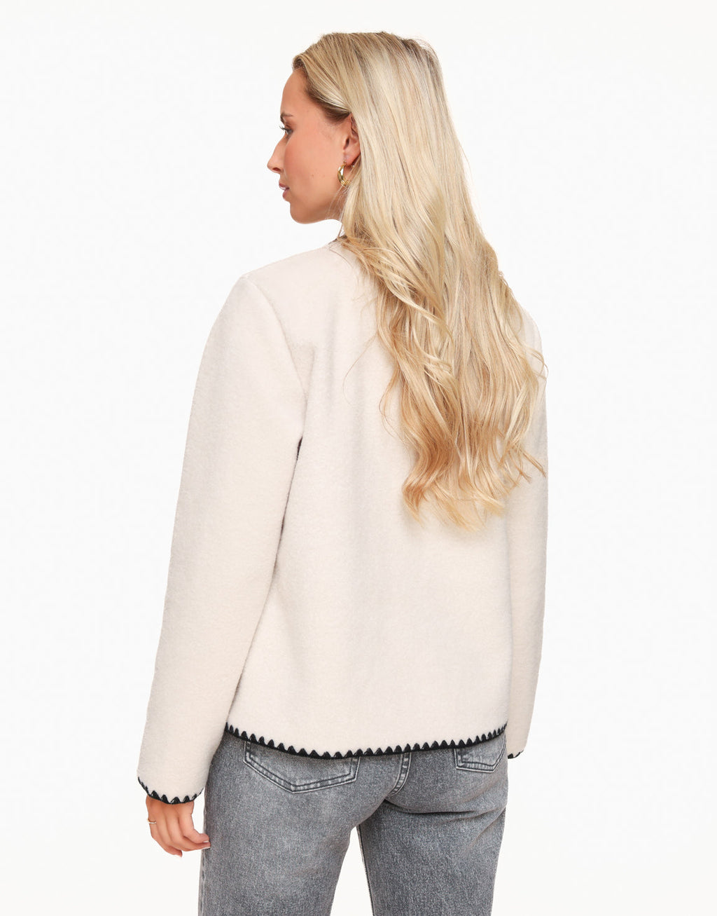 Creme Teddy Jacket with Gold buttons