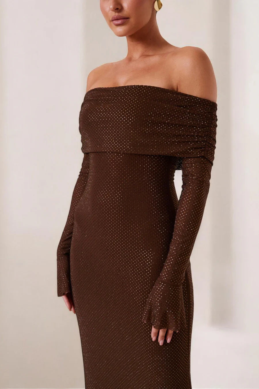 Selene Glitter Off Shoulder Dress