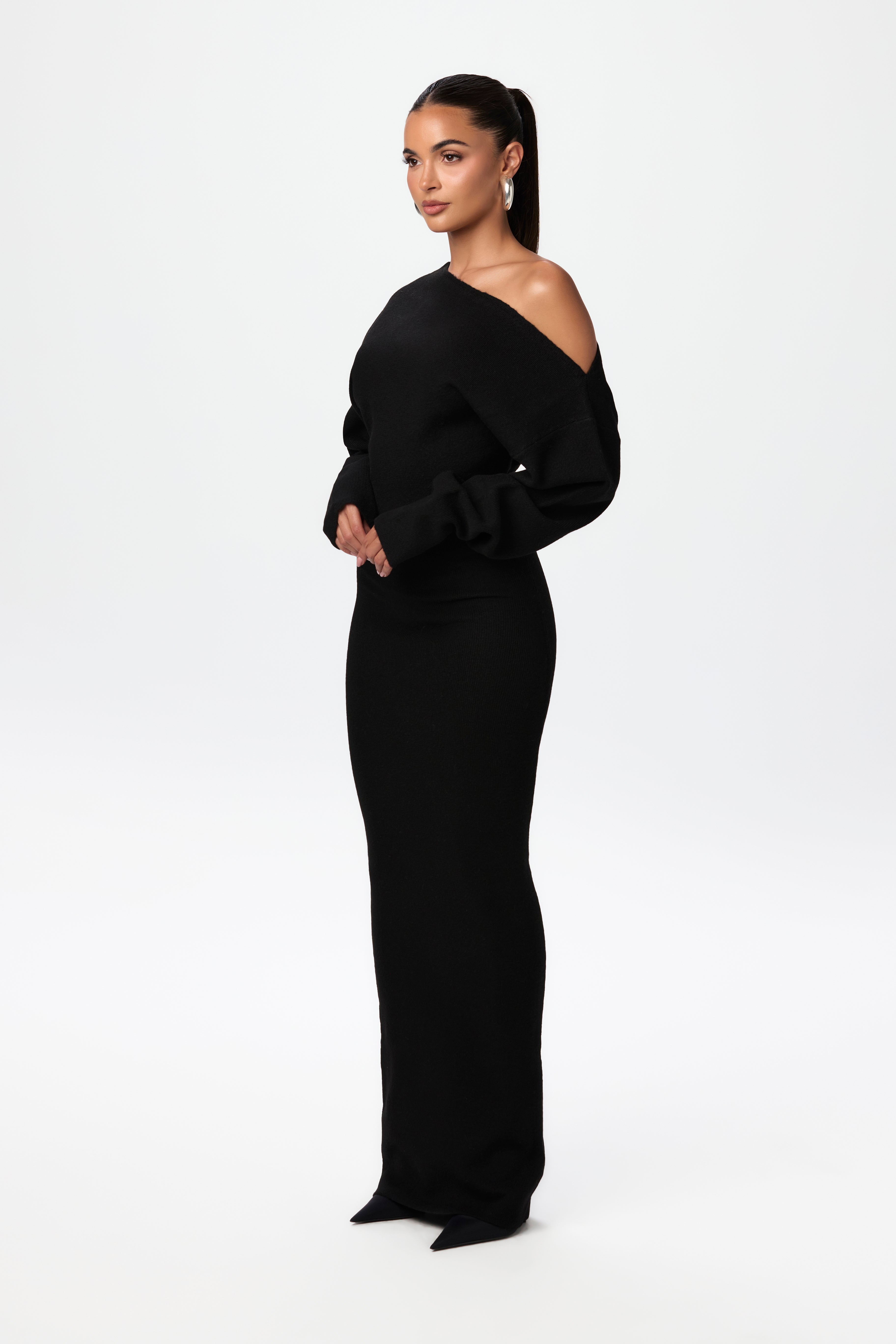 Kimmie Knit Off-Shoulder Sweater Maxi Dress