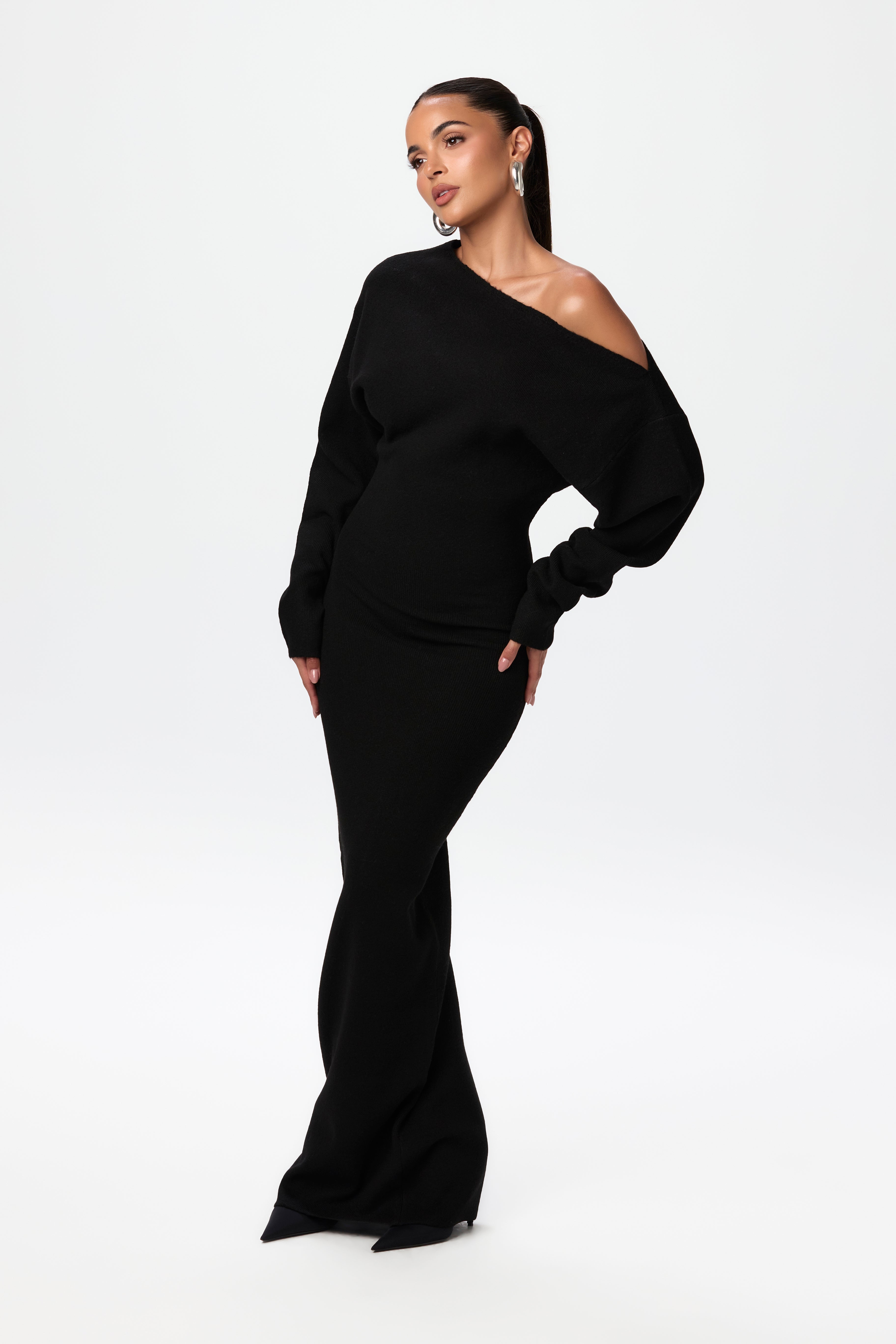Kimmie Knit Off-Shoulder Sweater Maxi Dress