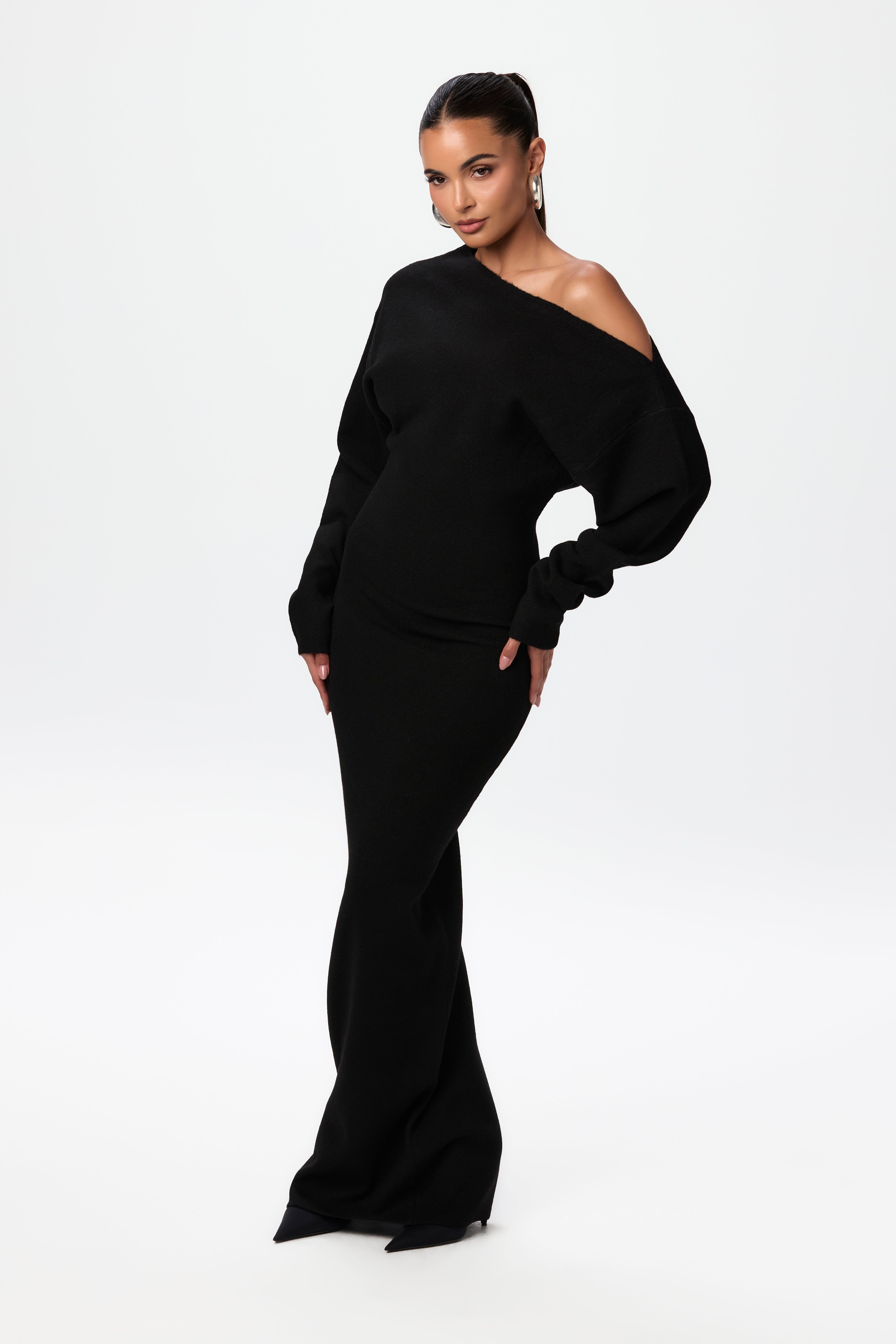 Kimmie Knit Off-Shoulder Sweater Maxi Dress