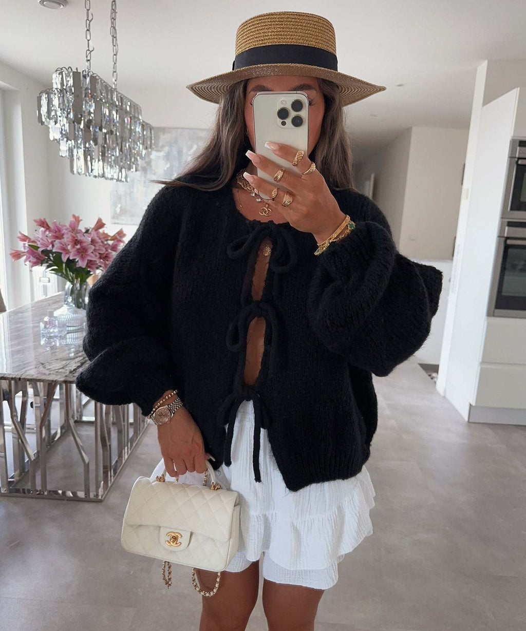 Shayley Bow Tie Knit Cardigan