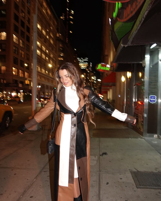 Rhialey Brown Leather Coat