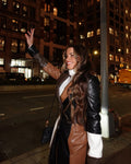 Rhialey Brown Leather Coat
