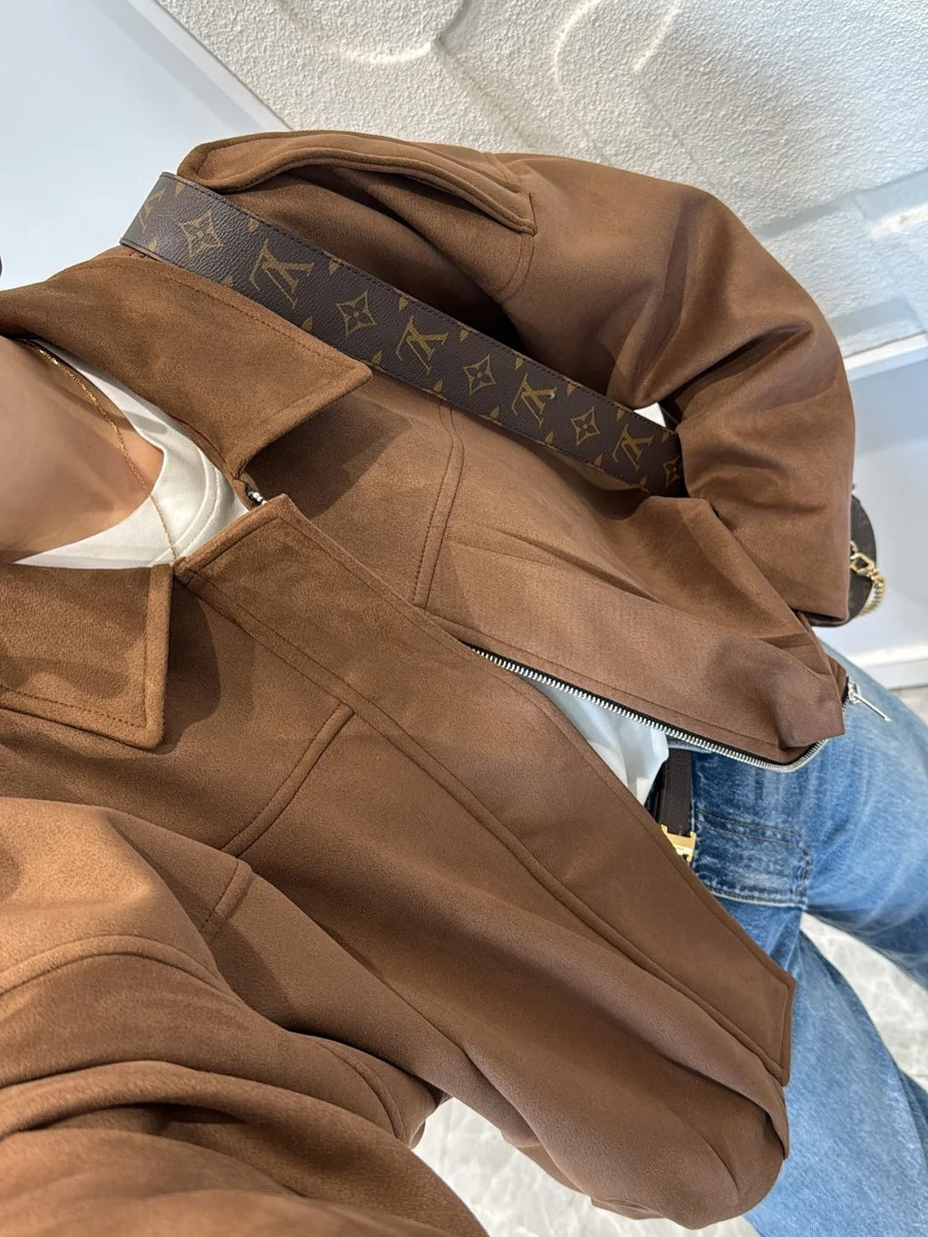 Lara Suede Bomber Jacket