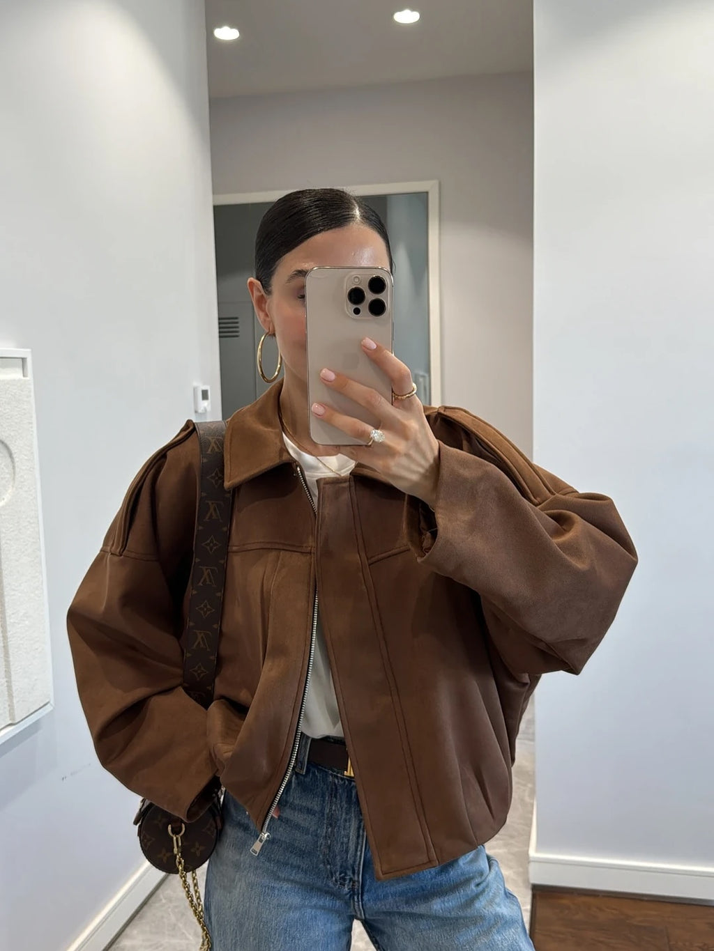 Lara Suede Bomber Jacket