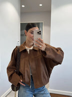 Lara Suede Bomber Jacket