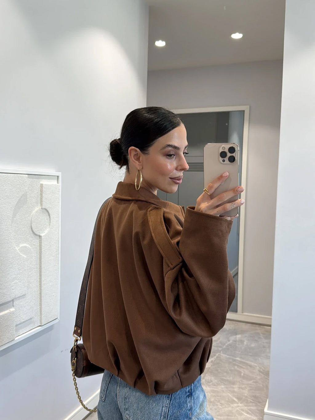 Lara Suede Bomber Jacket