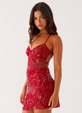 Sequin Cami Mini Dress - Red