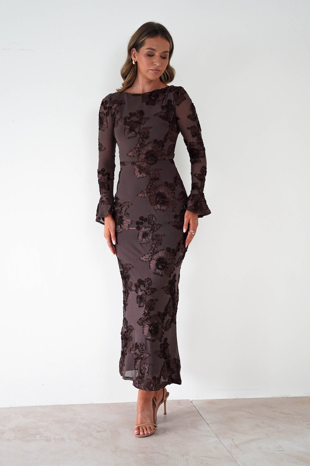 Marshalls Long Sleeve Textured Maxi Dress