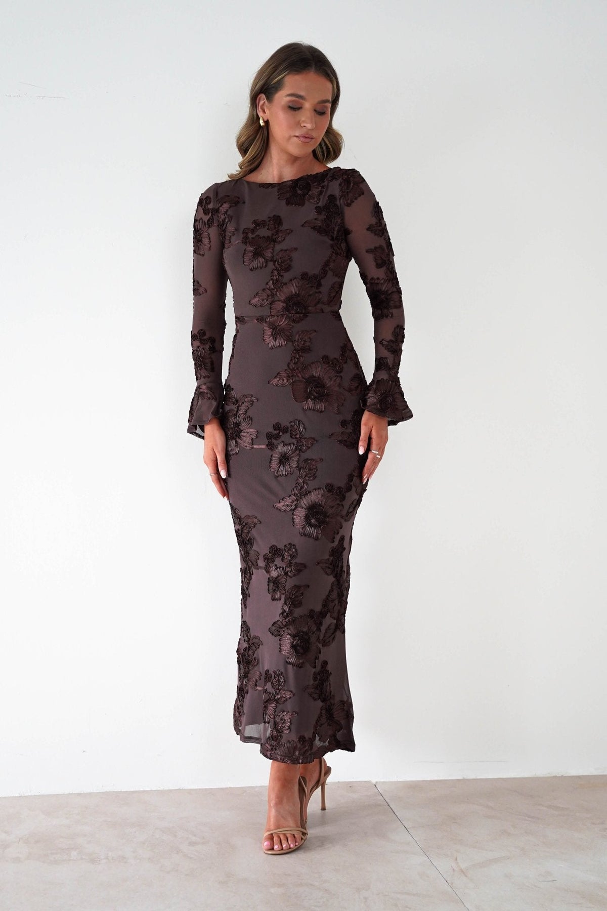 Marshalls Long Sleeve Textured Maxi Dress