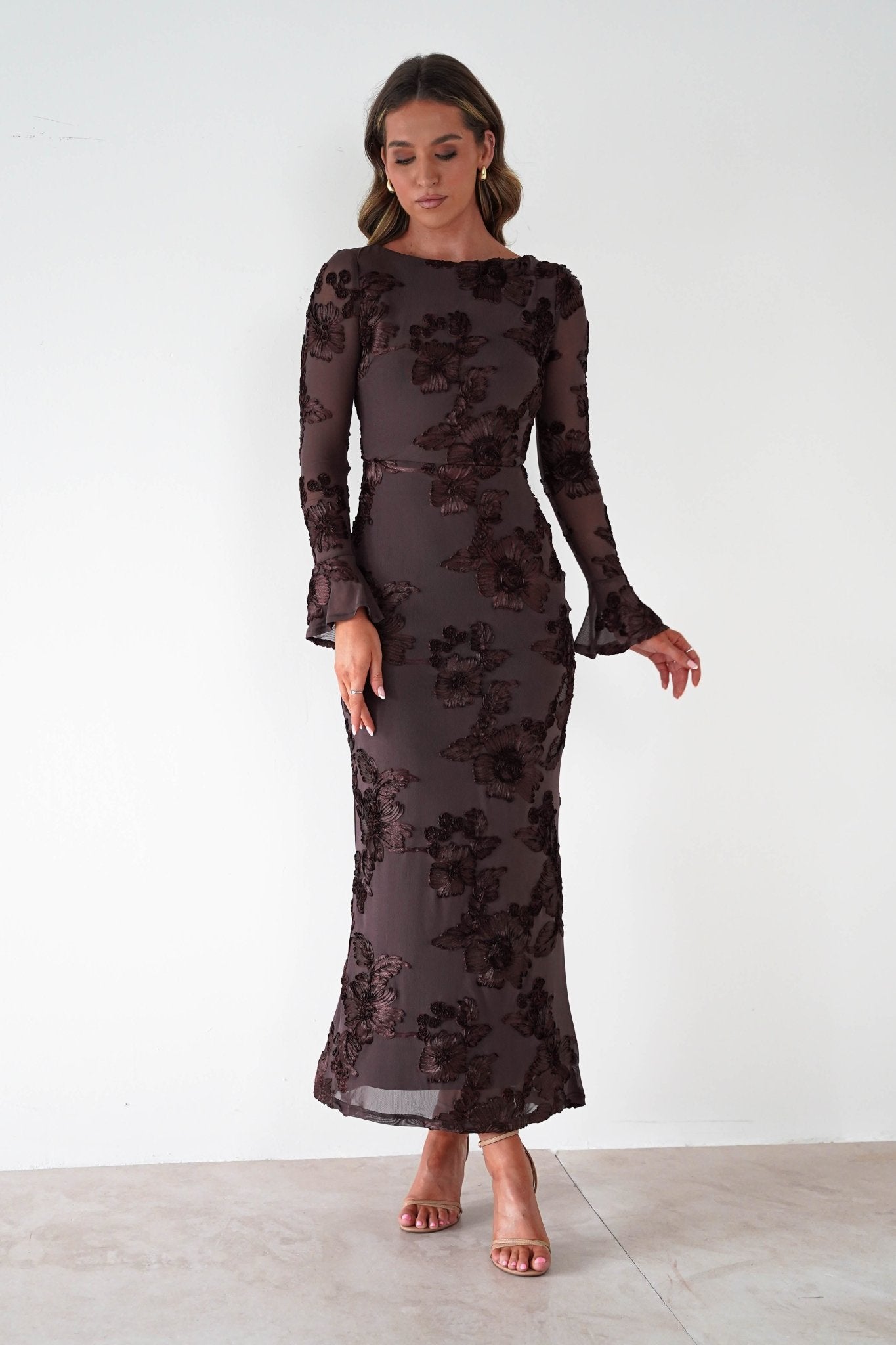 Marshalls Long Sleeve Textured Maxi Dress