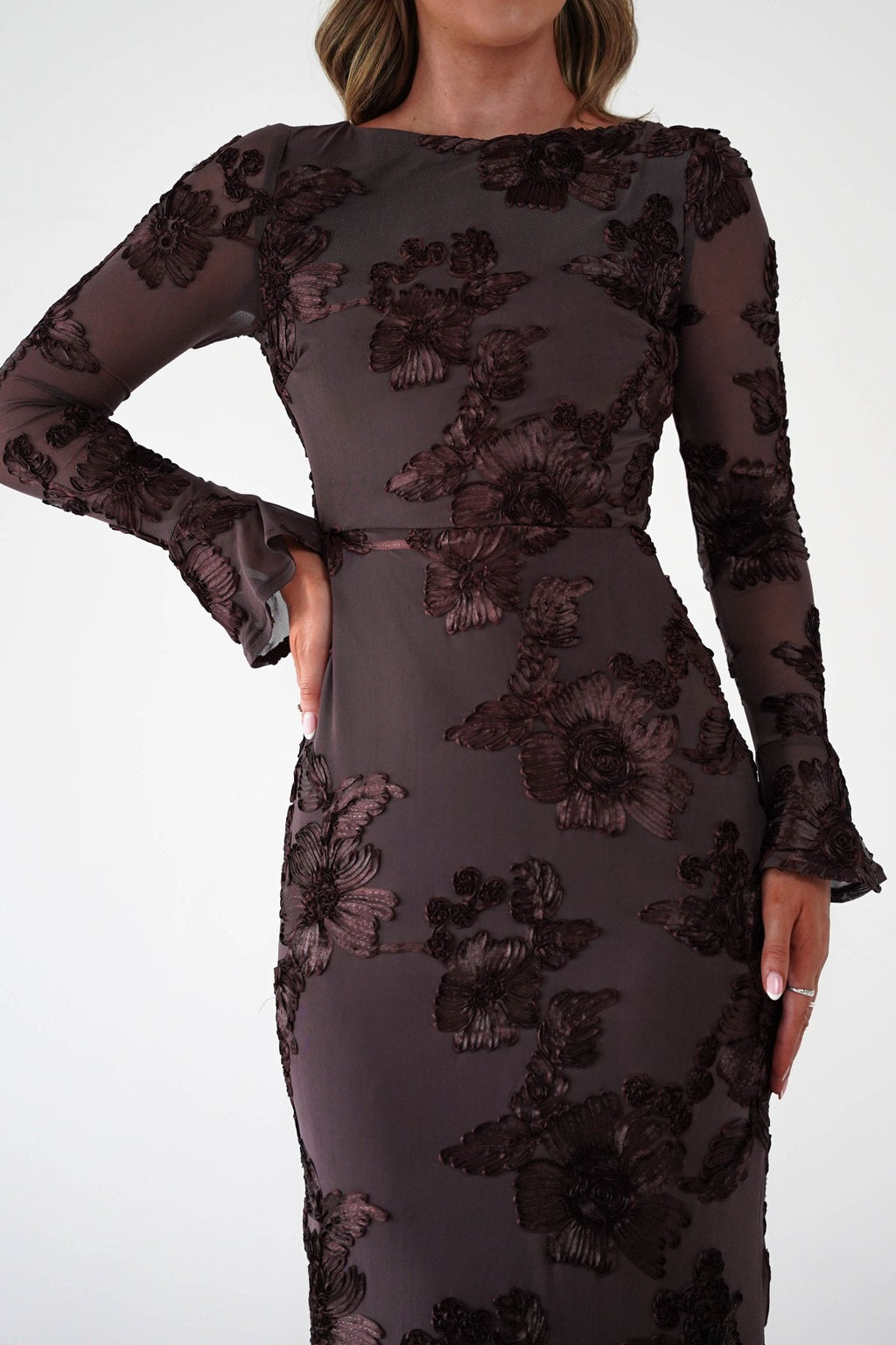 Marshalls Long Sleeve Textured Maxi Dress