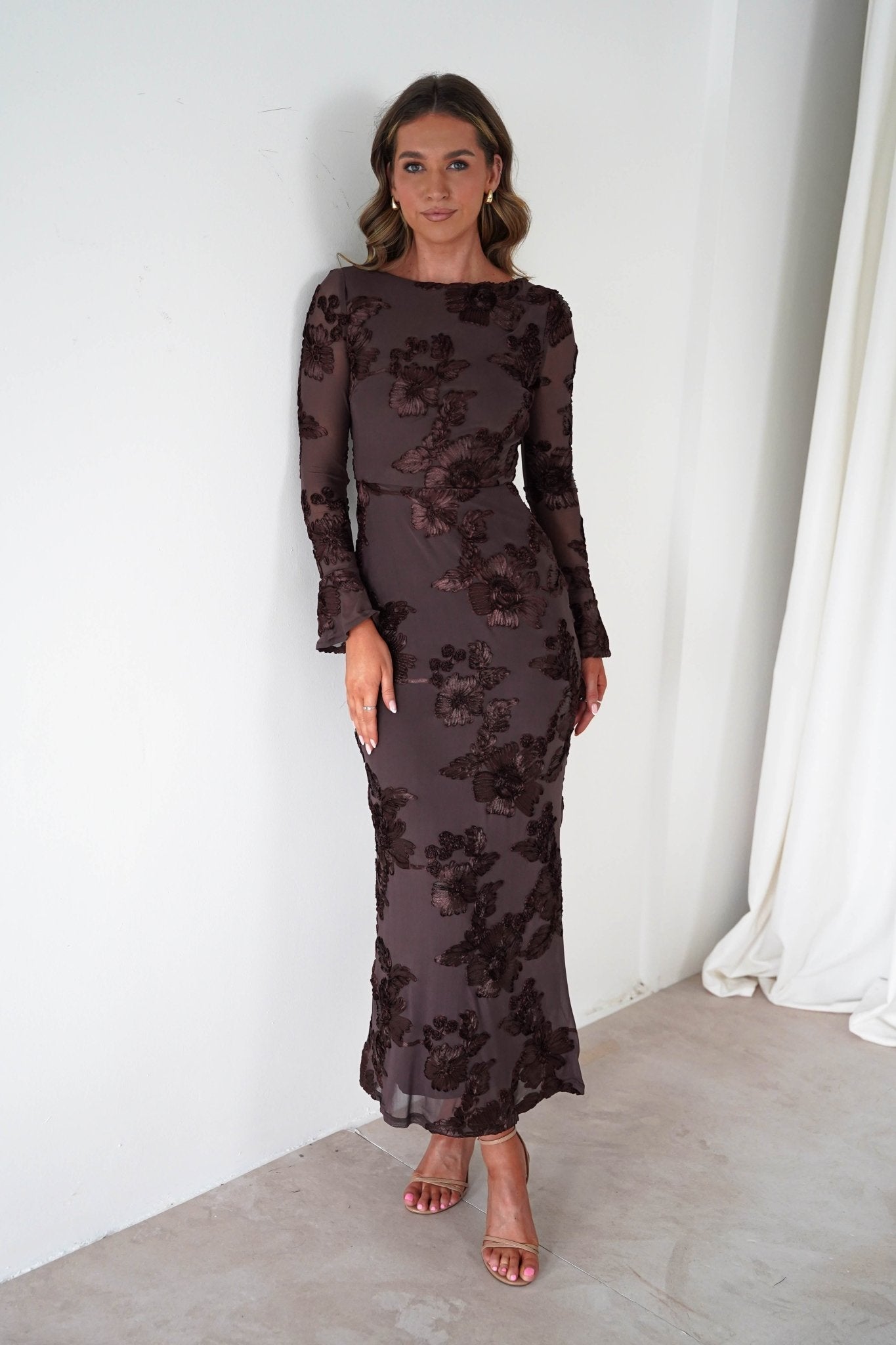 Marshalls Long Sleeve Textured Maxi Dress